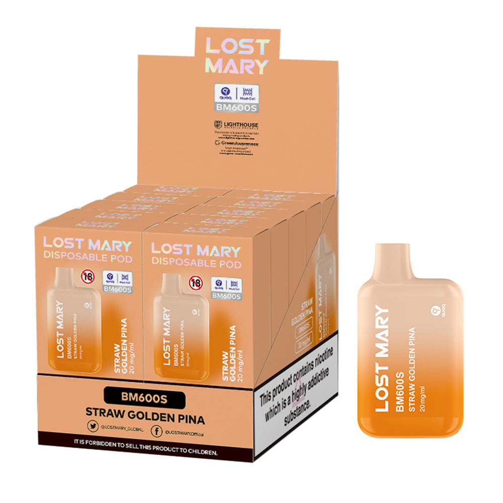 Lost Mary BM600S Disposable Vape Device - Straw Golden Pina