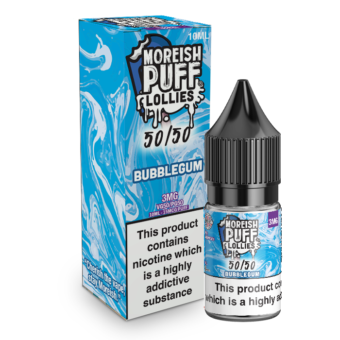 Moreish Puff Lollies 50/50: Bubblegum 10ml E-Liquid