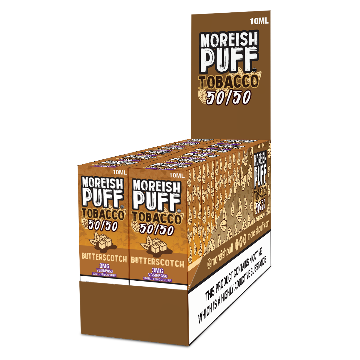 Moreish Puff Tobacco 50/50: Butterscotch Tobacco 10ml E-Liquid