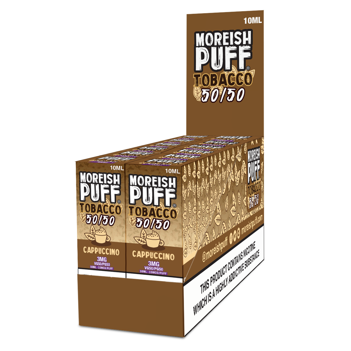 Moreish Puff Tobacco 50/50: Cappuccino Tobacco 10ml E-Liquid