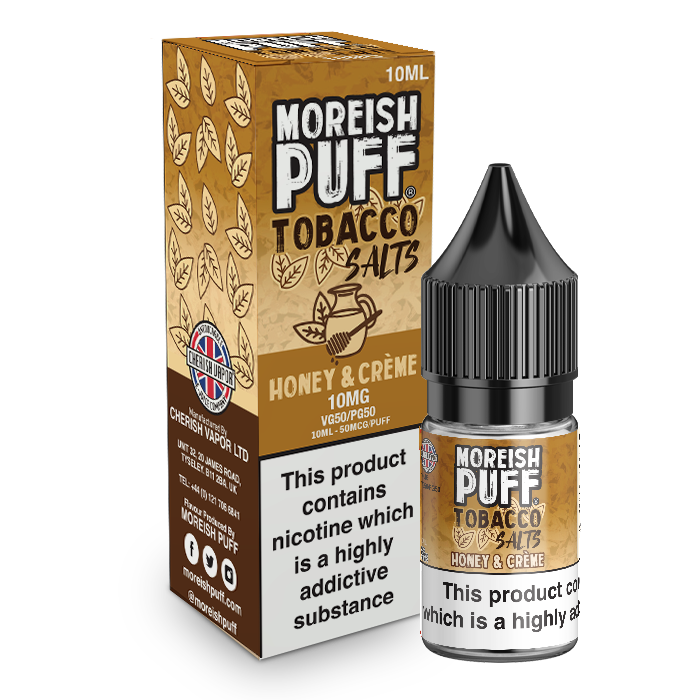 Honey and Cream Tobacco Nic Salt by Moreish Puff 10ml 10mg