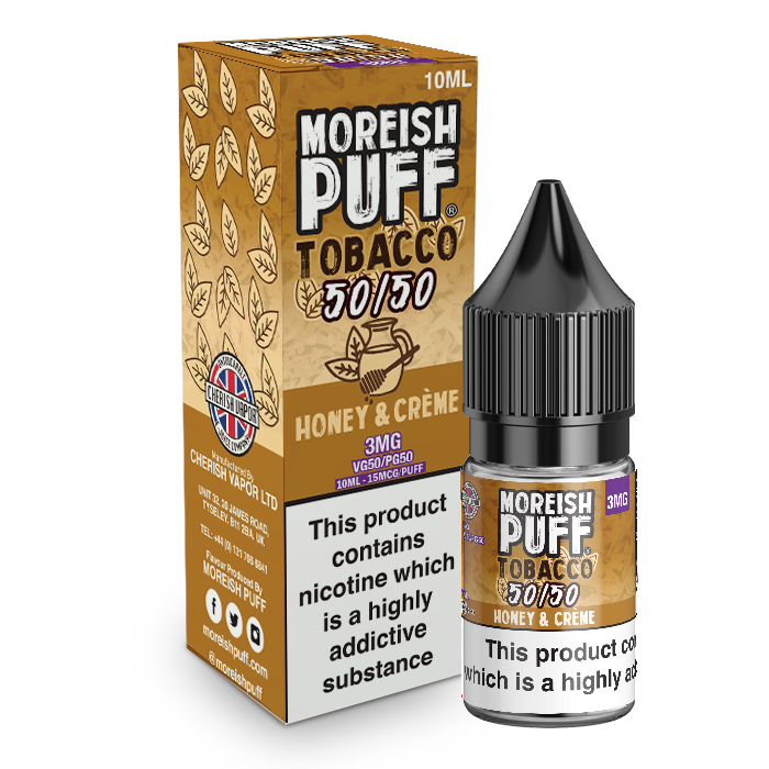 Moreish Puff Tobacco 50/50: Honey and Cream Tobacco 10ml E-Liquid