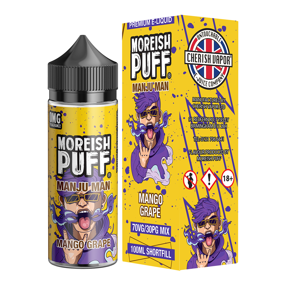 Moreish Puff Manju Man Mango Grape 100ml Shortfill E-Liquid