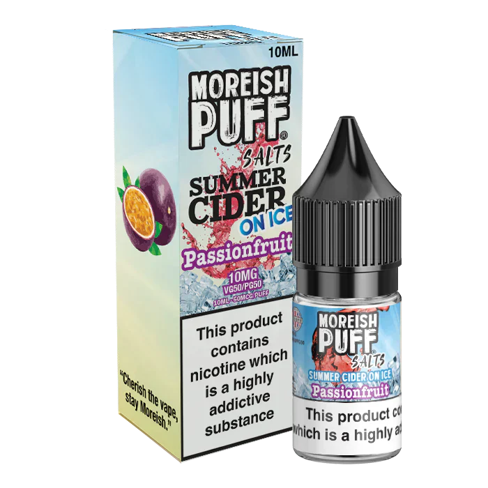 Moreish Puff Passionfruit Summer Cider on Ice 10ml Nic Salt