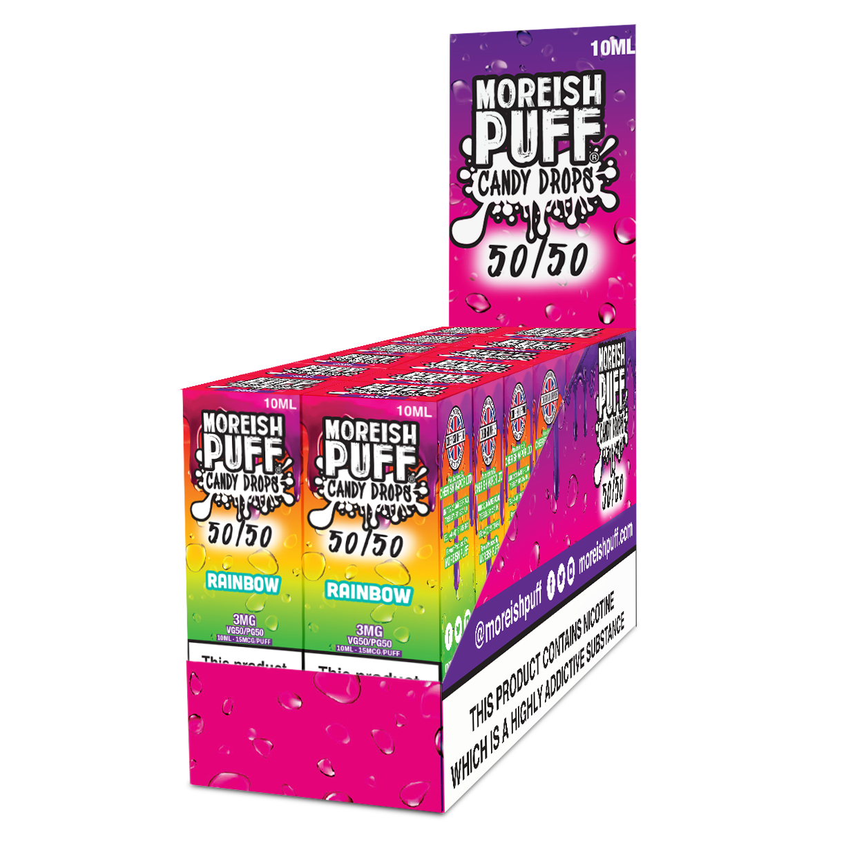 Moreish Puff Candy Drops 50/50: Rainbow Candy Drops 10ml E-Liquid