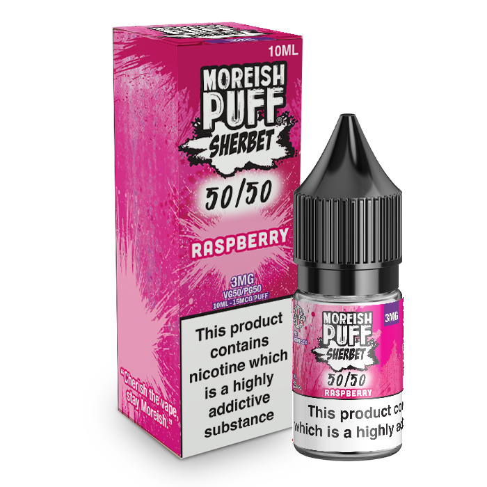 Moreish Puff Sherbet 50/50: Raspberry Sherbet 10ml E-Liquid