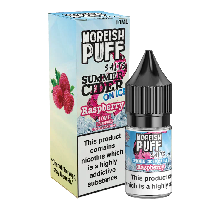 Moreish Puff Raspberry Summer Cider on Ice 10ml Nic Salt