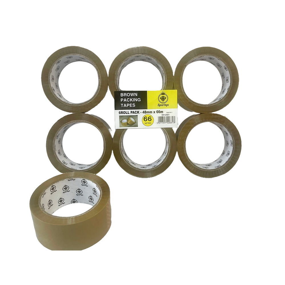 Sparkys Brown Packing Tapes 48mm x 66m (6 Pack)