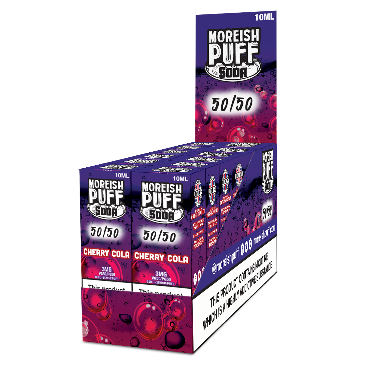 Moreish Puff Soda 50/50: Cherry Cola Soda 10ml E-Liquid