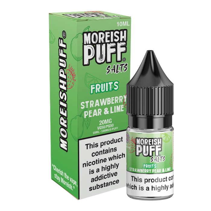 Moreish Puff Fruits Strawberry, Pear & Lime 10ml Nic Salt