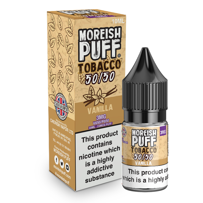 Moreish Puff Tobacco 50/50: Vanilla Tobacco 10ml E-Liquid