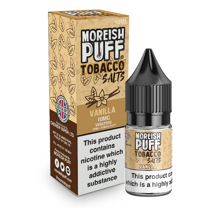 Vanilla Tobacco Nic Salt by Moreish Puff 10ml 10mg