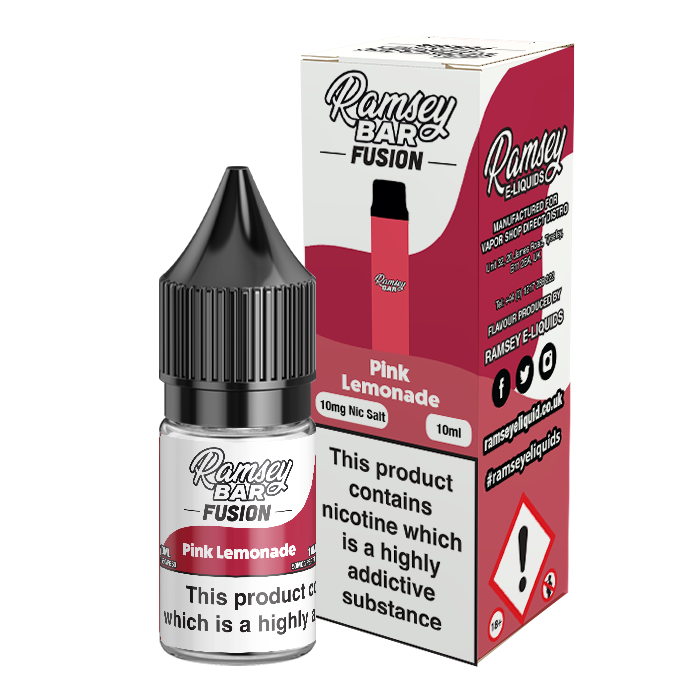 Ramsey Bar Fusion Pink Lemonade 10ml Nic Salt 10mg