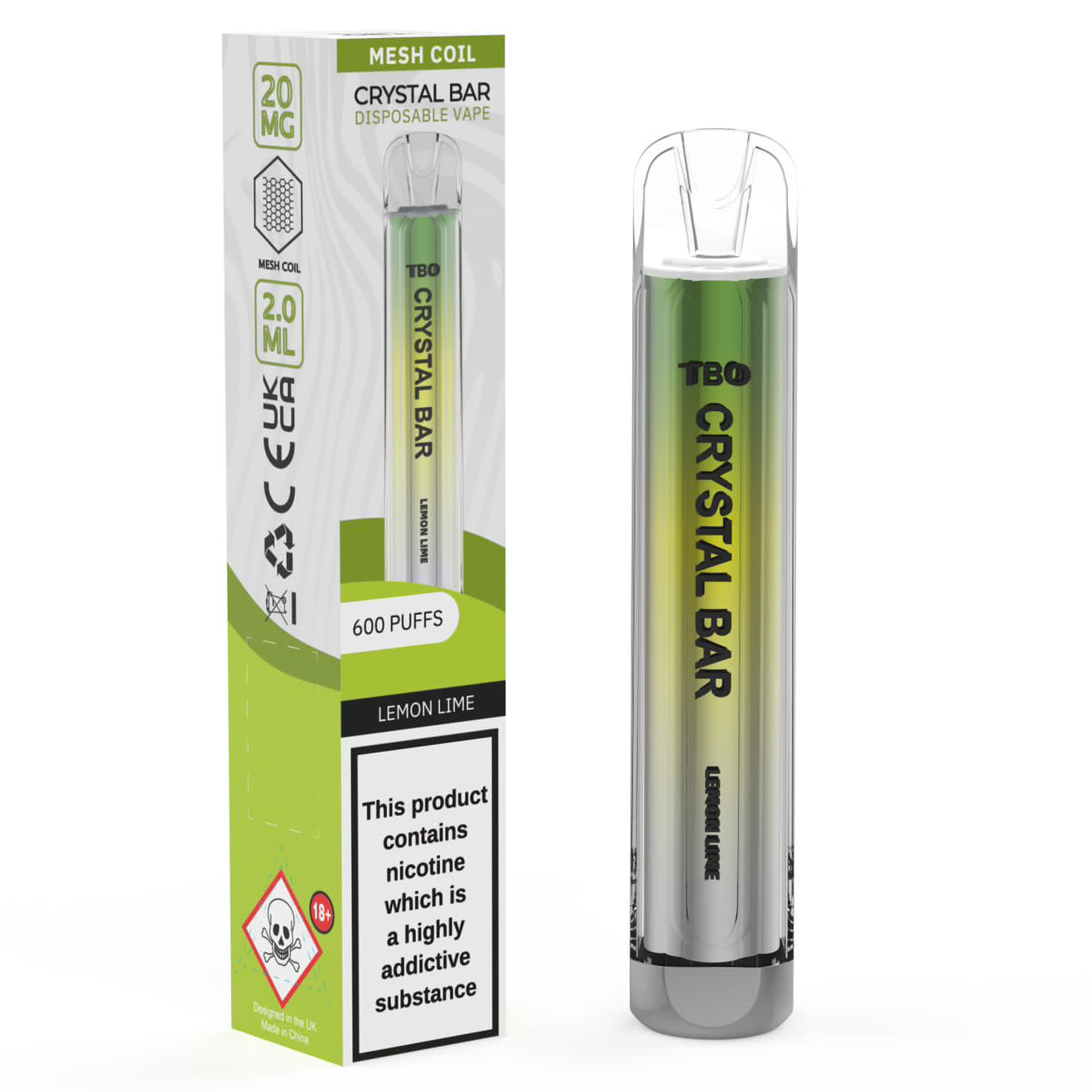 TBO Crystal Bar Disposable Vape Device - Lemon Lime